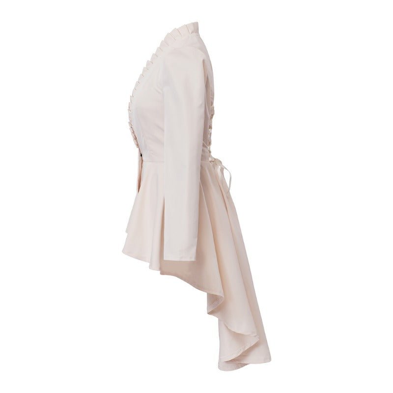 Vestido Gótico Medieval Vintage Cocktail Alto-Baixo – Traje Cosplay Feminino de Manga Comprida Bodycon - Estrela Cosplay