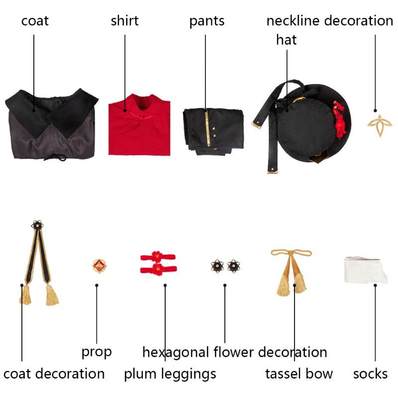 Fantasia de Hutao de Genshin Impact - Traje de Halloween com Chapéu - Estrela Cosplay