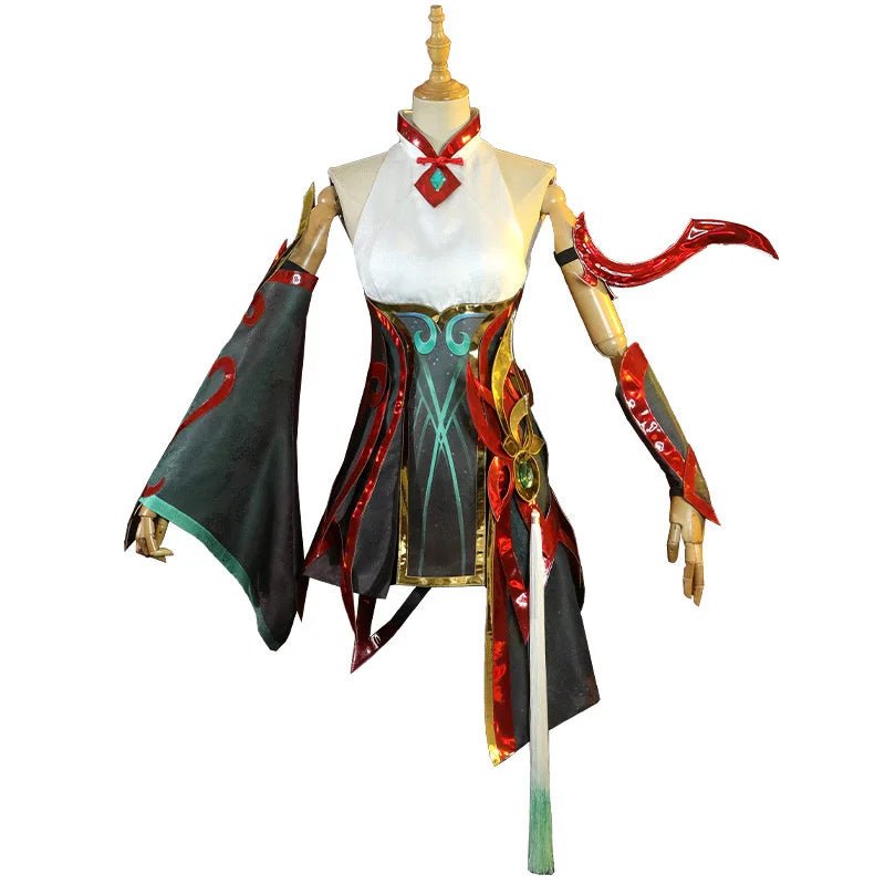 Fantasia Cosplay Mythmaker Irelia LOL - Vestido Vermelho de Luta para Mulher - Roupa de Halloween - Estrela Cosplay