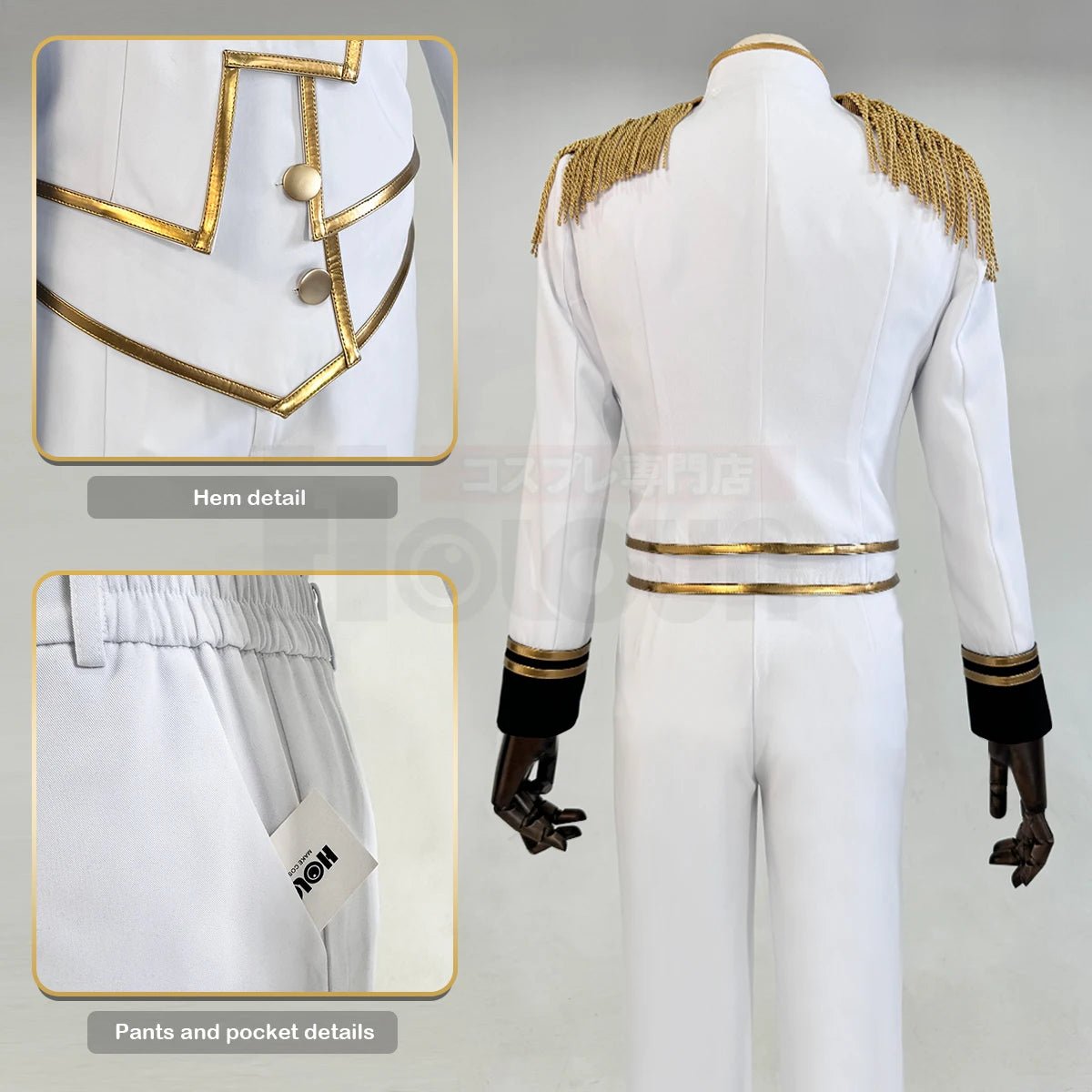 Fantasia de Reo Mikage do Anime Blue Lock - Série Anjos e Demônios Completa com Peruca, Jaqueta, Calça e Manto Branco - Estrela Cosplay