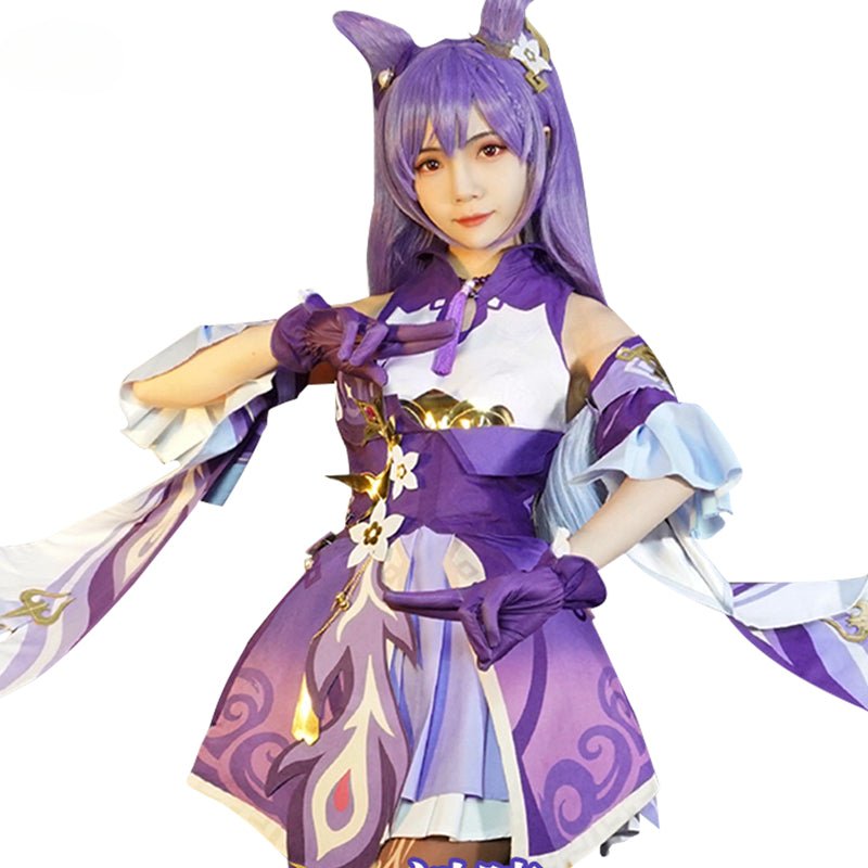 Fantasia Keqing Genshin Impact Cosplay Mulher Roxo Vestido Halloween - Estrela Cosplay