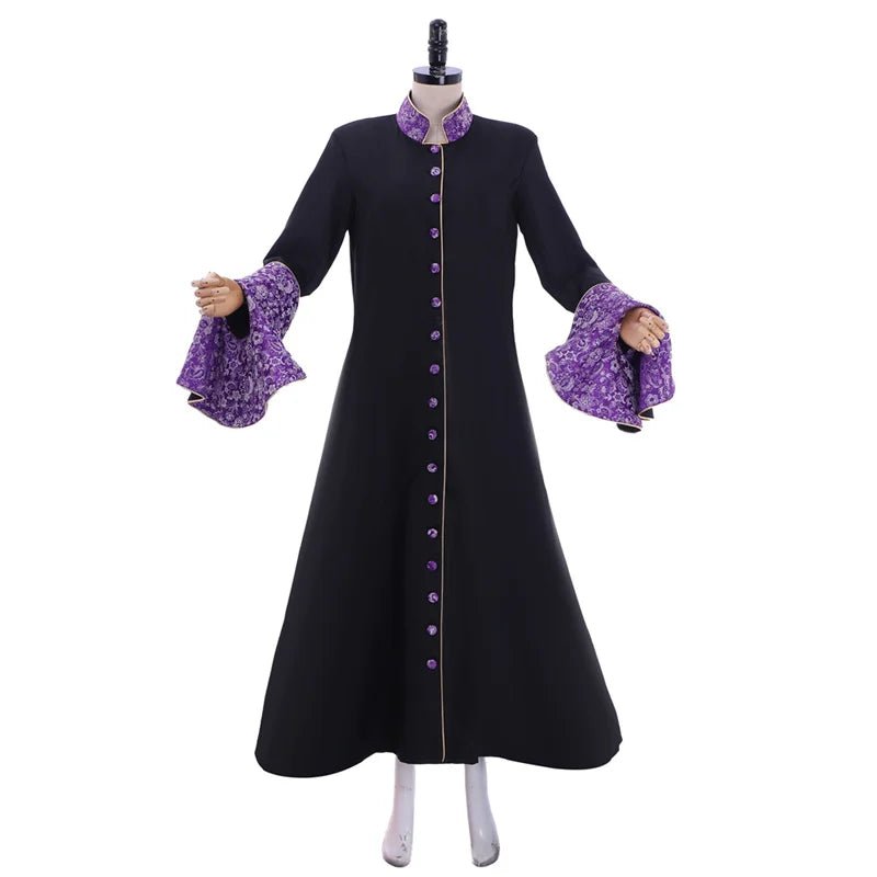 Veste de Sacerdotisa Medieval Feminina - Preto Mangas de Trompete com Capa | Série Cosplay Estrela do Cosplay - Estrela Cosplay