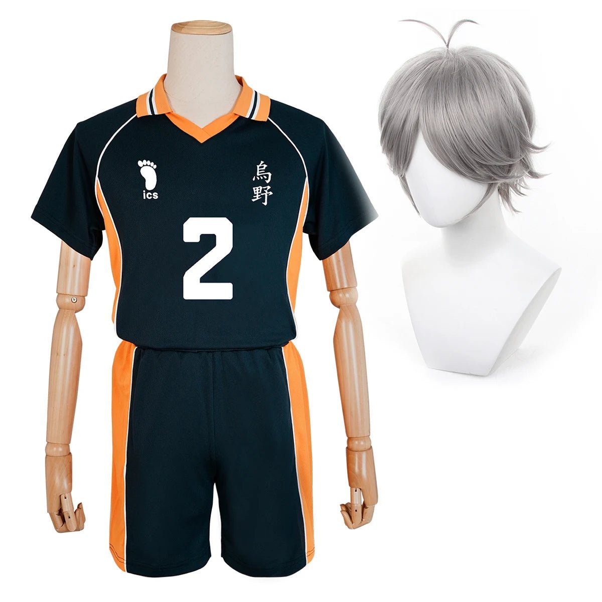 Cosplay de Sugawara Koushi de Haikyuu!! - Camisa NO.2 Karasuno Uniforme de Vôlei com Peruca - Estrela Cosplay