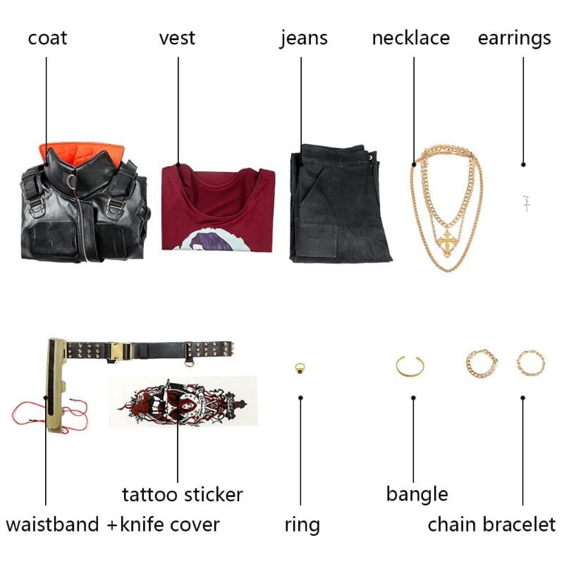 Traje de Cosplay Jackie 2077 em Couro Artificial Fato Preto para Halloween e Festas - Estrela Cosplay