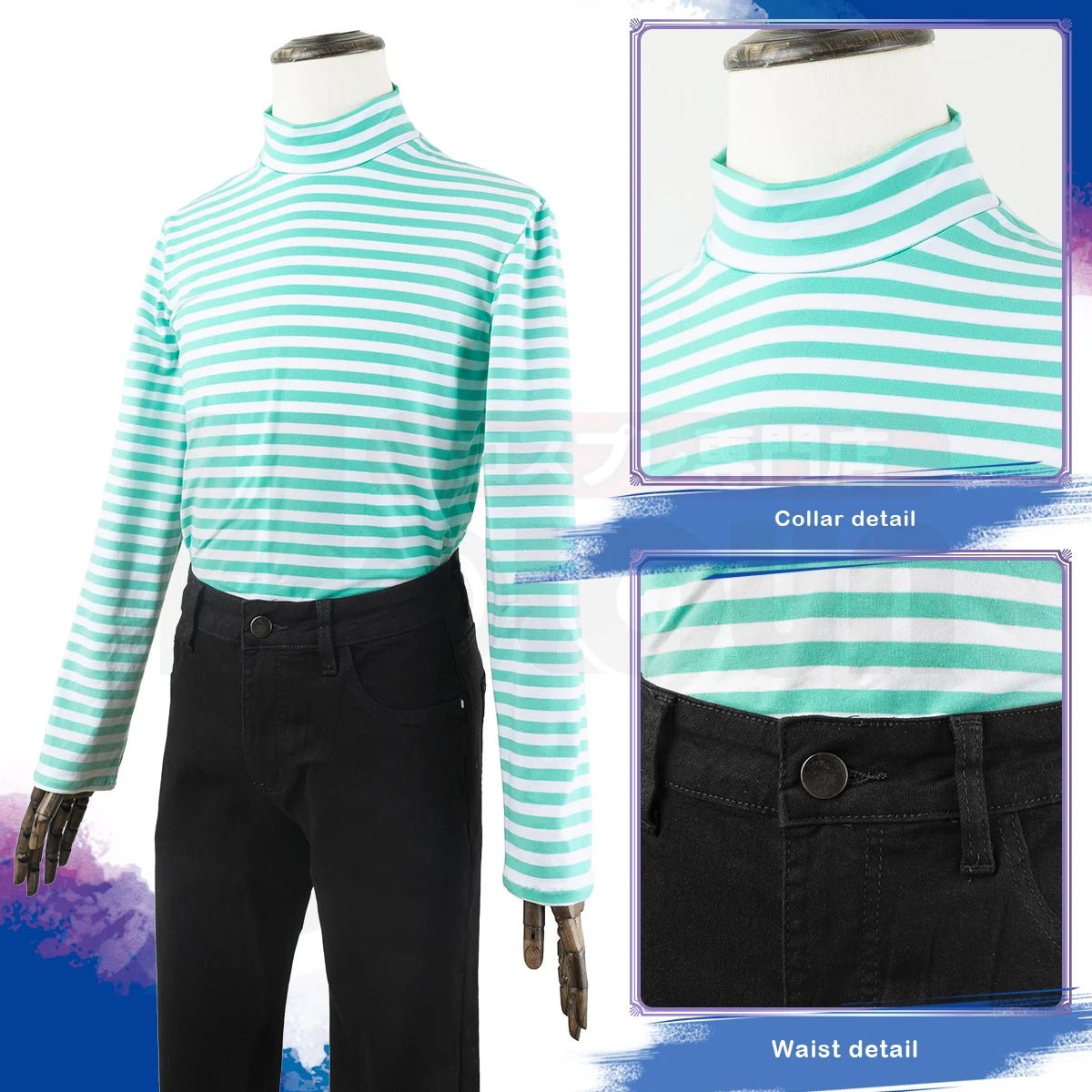 Fantasia Cosplay Rin Itoshi Blue Lock - Peruca, Casaco de Couro Sintético, Camiseta de Algodão - Estrela Cosplay