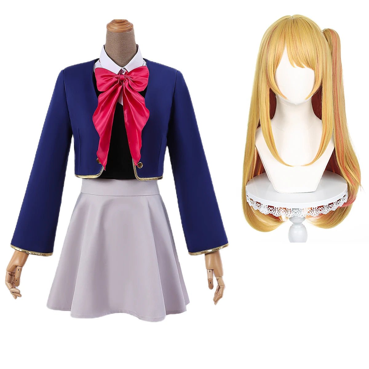 OSHI NO KO Anime Rubii Ruby Hoshino Fantasia Peruca Uniforme Escolar Vestido Saia Presente Irmã Festa Rosa Net - Estrela Cosplay