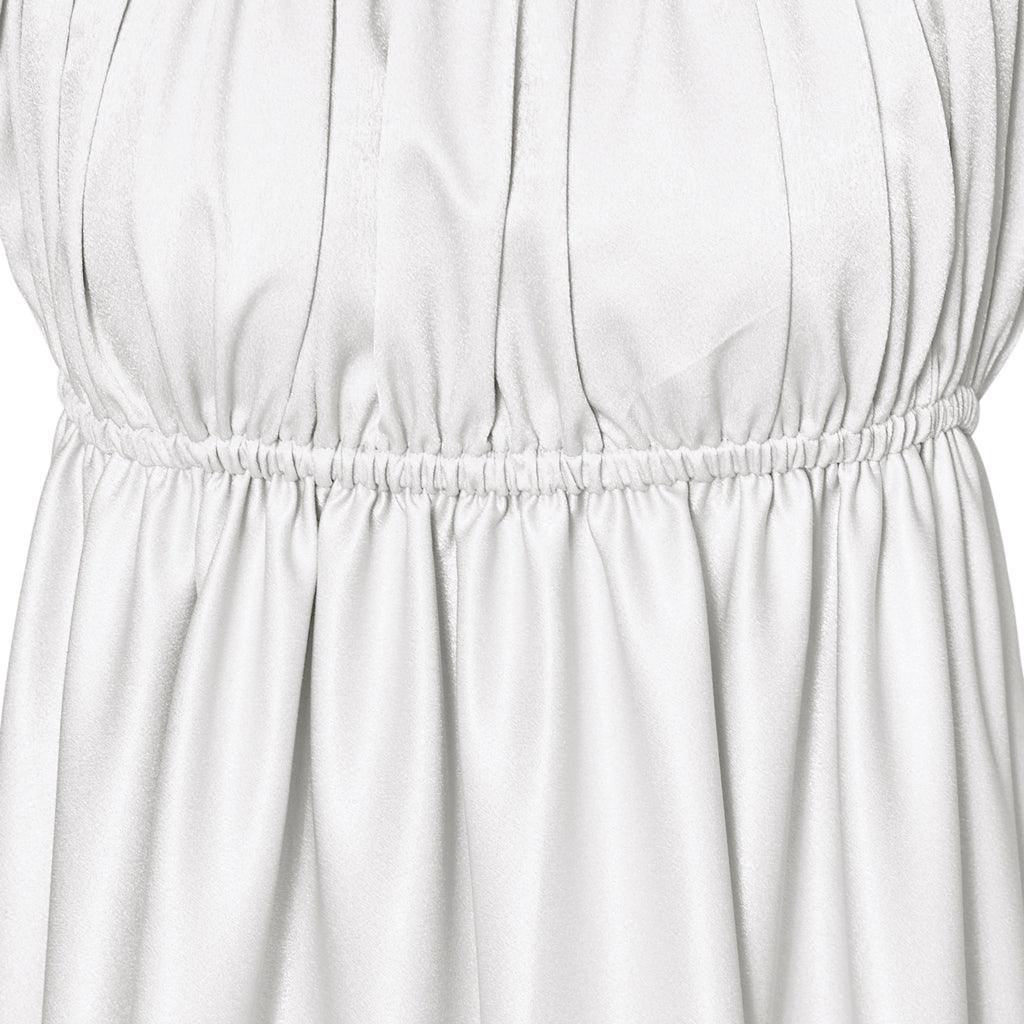 Vestido Medieval Império Tradicional - Fantasia Bridgerton em Tecido Seda Prata Branco - Estrela Cosplay