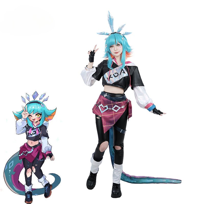 Fantasia de Cosplay Neeko KDA do Jogo LOL para Mulheres - Conjunto Completo para Halloween com Caudas - Estrela Cosplay