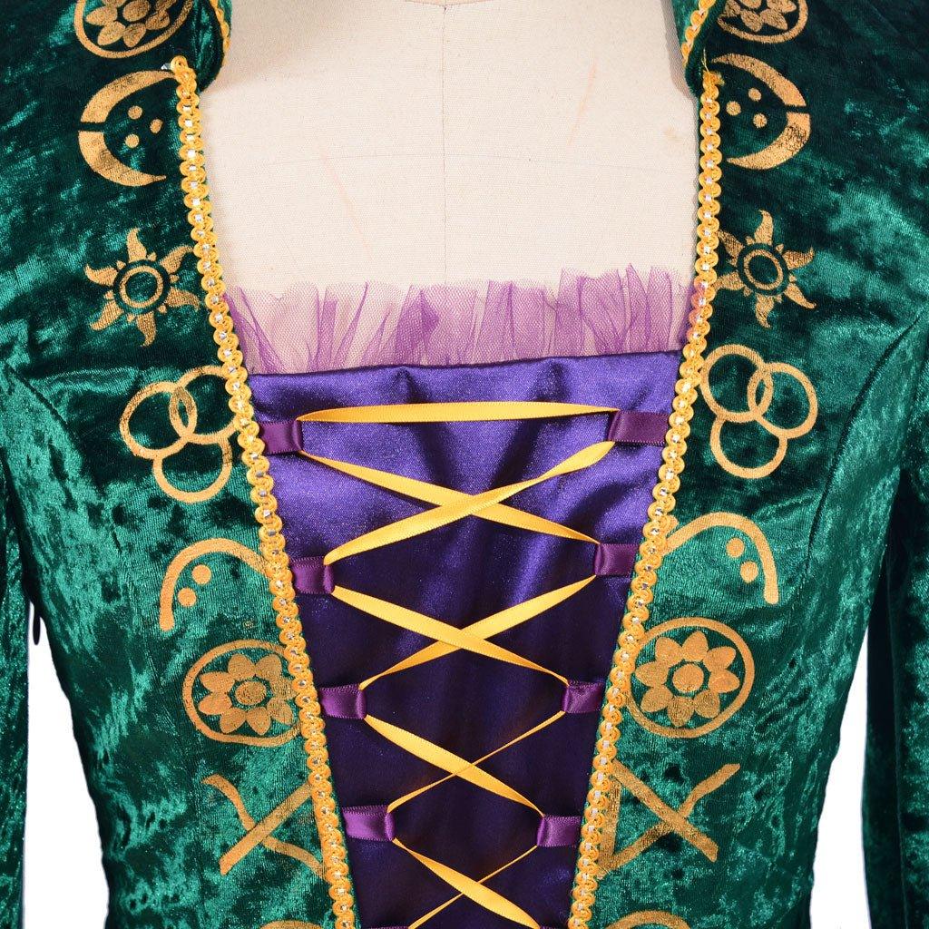 Vestido de Cosplay de Bruxa | Conjunto de Robe Renascentista Verde Medieval para Mulheres - Estrela Cosplay