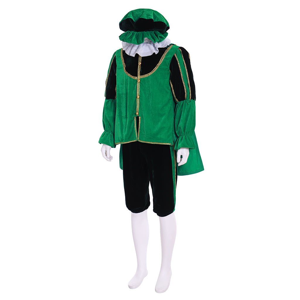 Traje Medieval Tudor Renascença para Homens - Uniforme da Corte Elizabetana Terno Verde - Estrela Cosplay