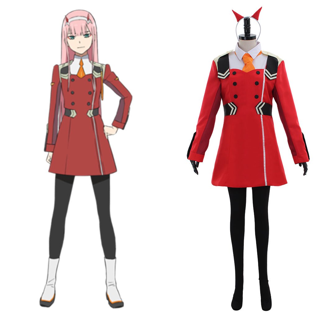 Fantasia de Cosplay Zero Two Code:002 de DARLING in the FRANXX - Vestido Vermelho - Estrela Cosplay