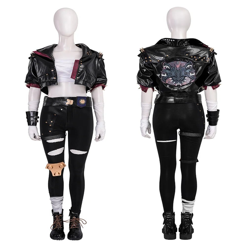 Fantasia de Vi do Arcane 2 LOL - Casaco de Couro, Calças e Acessórios Completo para Mulher - Estrela Cosplay