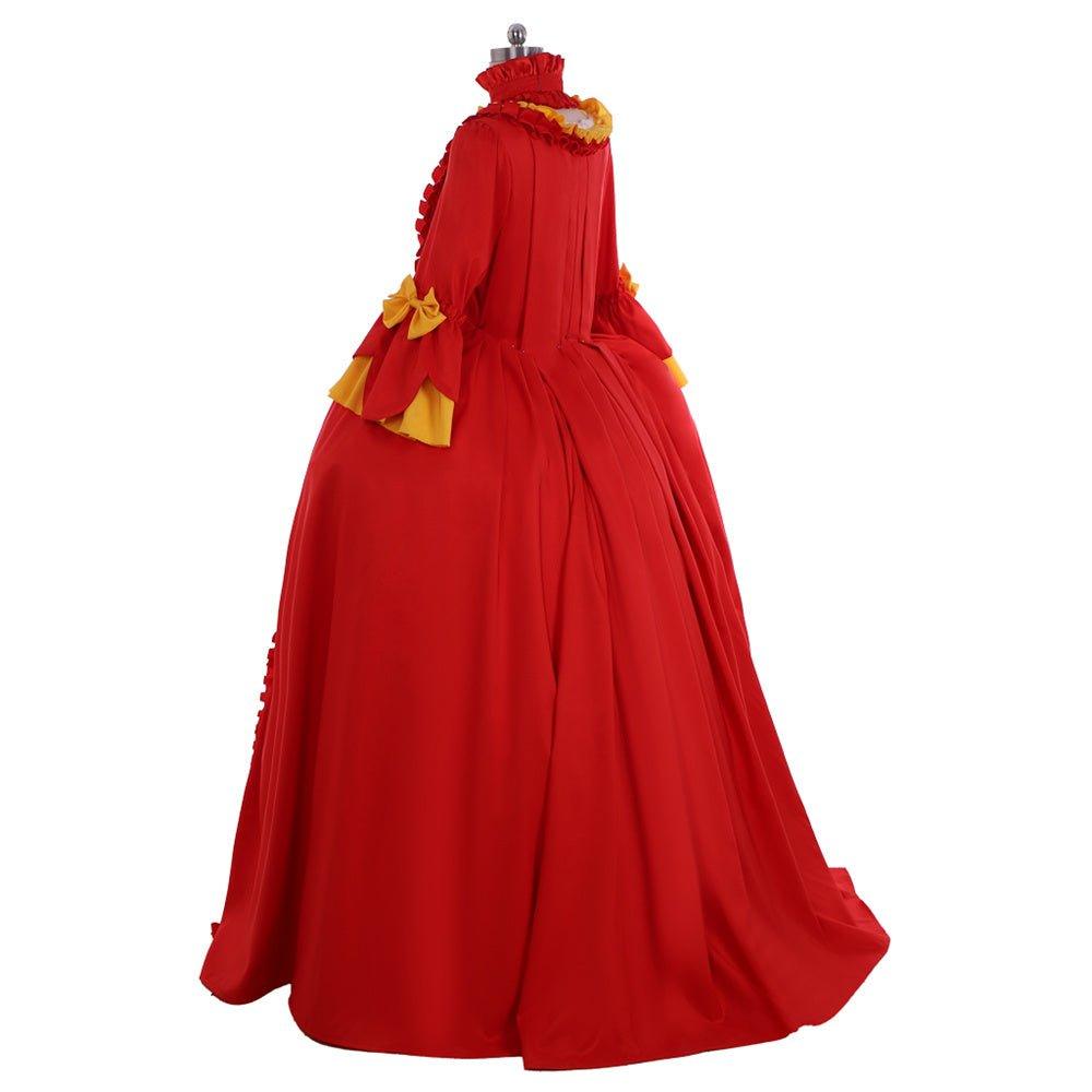 Vestido Rococó Século 18 Vermelho e Amarelo - Um Traje Vibrante Inspirado em Marie Antoinette - Estrela Cosplay