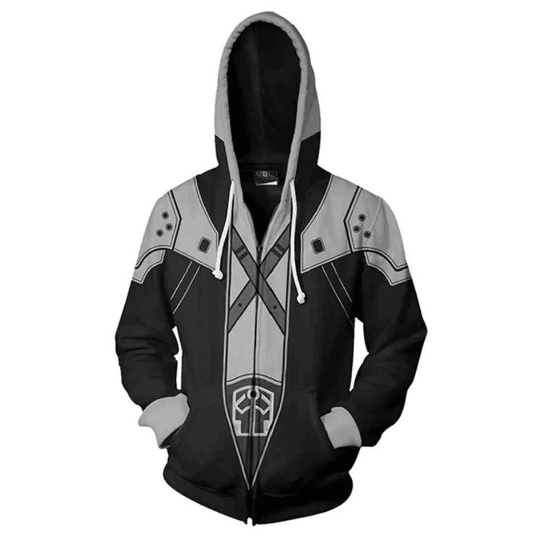 Jogo FFVII Renascimento Sephiroth Casaco Cosplay Unissex Vintage Impresso 3D Capuz Halloween Carnaval Festa Batalha - Estrela Cosplay