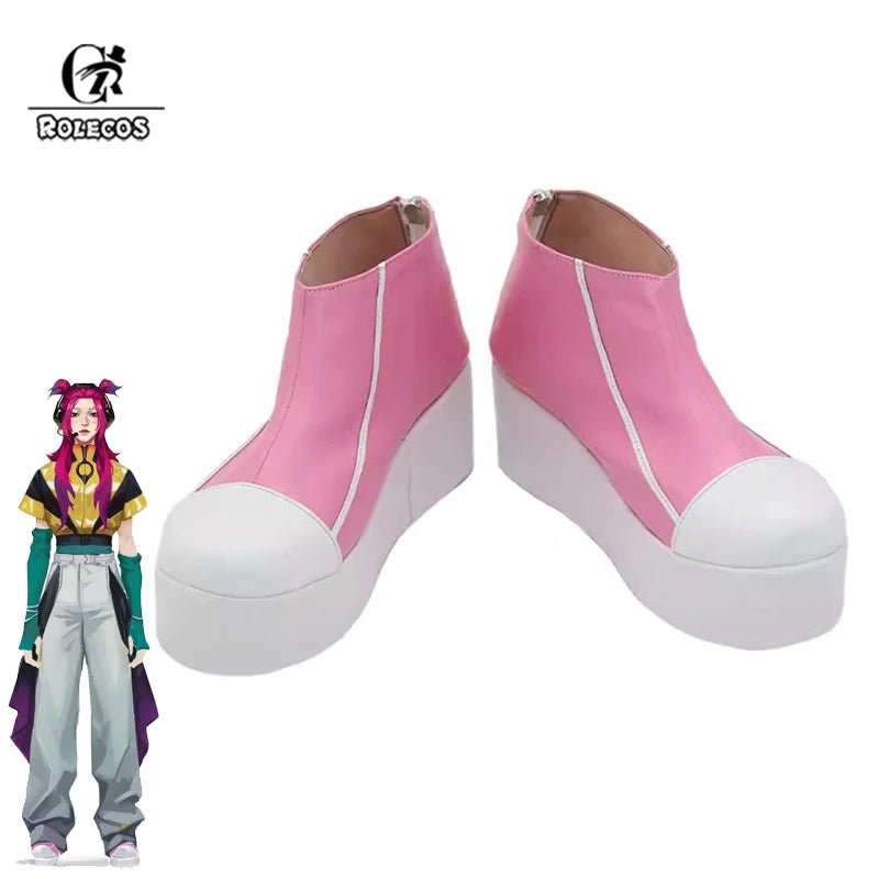 Sapatos Cosplay LOL HEARTSTEEL Alune Rosa Sola Grossa Mulher com Zíper Casual para Festas e Halloween - Estrela Cosplay