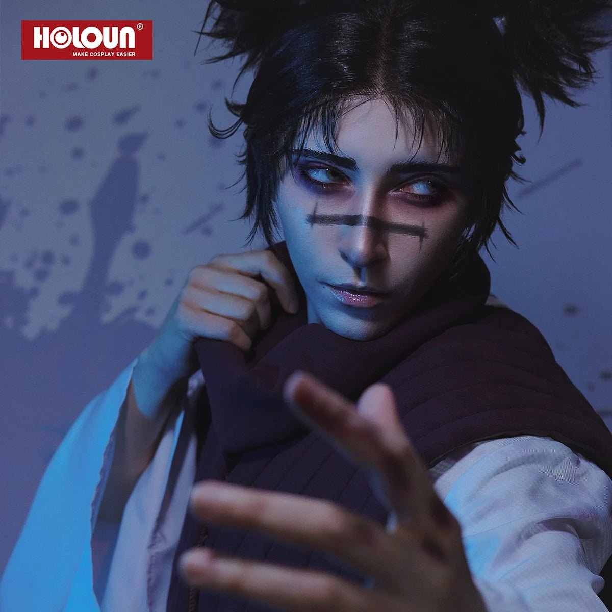 Fantasia de Choso Jujutsu Kaisen - Colete Roxo, Lenço de Pescoço, Cinto e Calça Branca Elástica - Estrela Cosplay