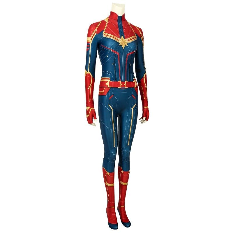 Fantasia Captain Marvel Impressão Digital para Fãs - Estrela Cosplay