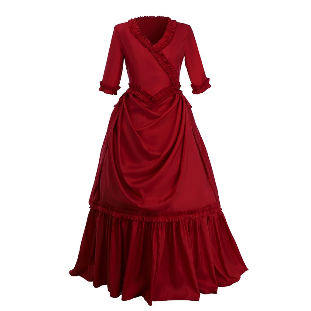 Traje de Cosplay Mina Harker | Vestido de Baile Vitoriano Vermelho com Bustle | Vestido para Casamento e Cosplay para Mulheres - Estrela Cosplay