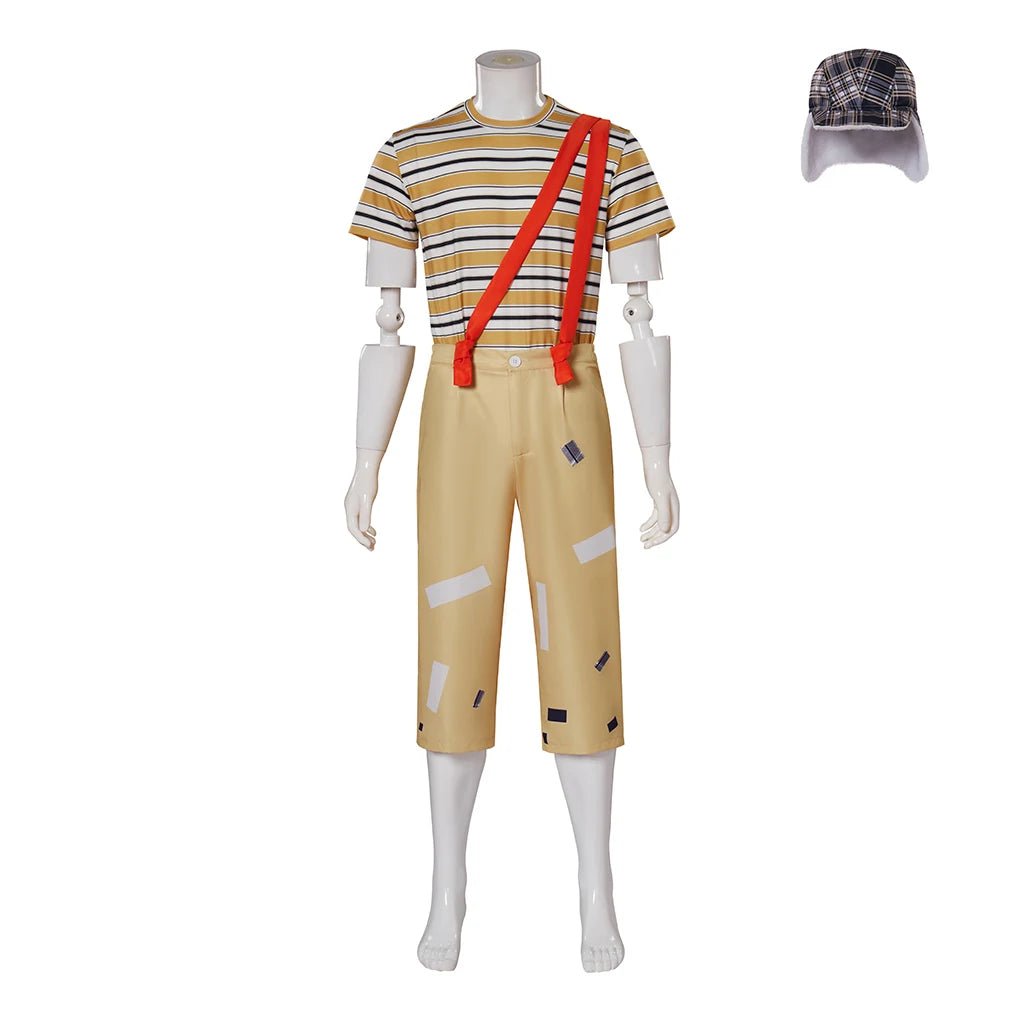 Fantasia El Chavo Del Ocho para Homens - Conjunto Completo com Camiseta Listrada, Calça e Chapéu para Halloween - Estrela Cosplay