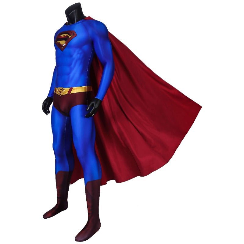 Traje de Cosplay Super Herói Terras Infinitas Clark Azul com Capa - Fantasia Halloween Superman - Estrela Cosplay