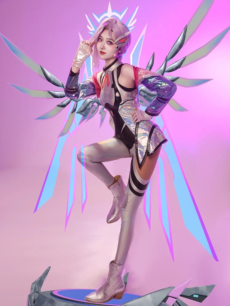 Fantasia de Cosplay Seraphine Battle Dove LOL Anima Squad - Traje de Halloween Feminino - Estrela Cosplay