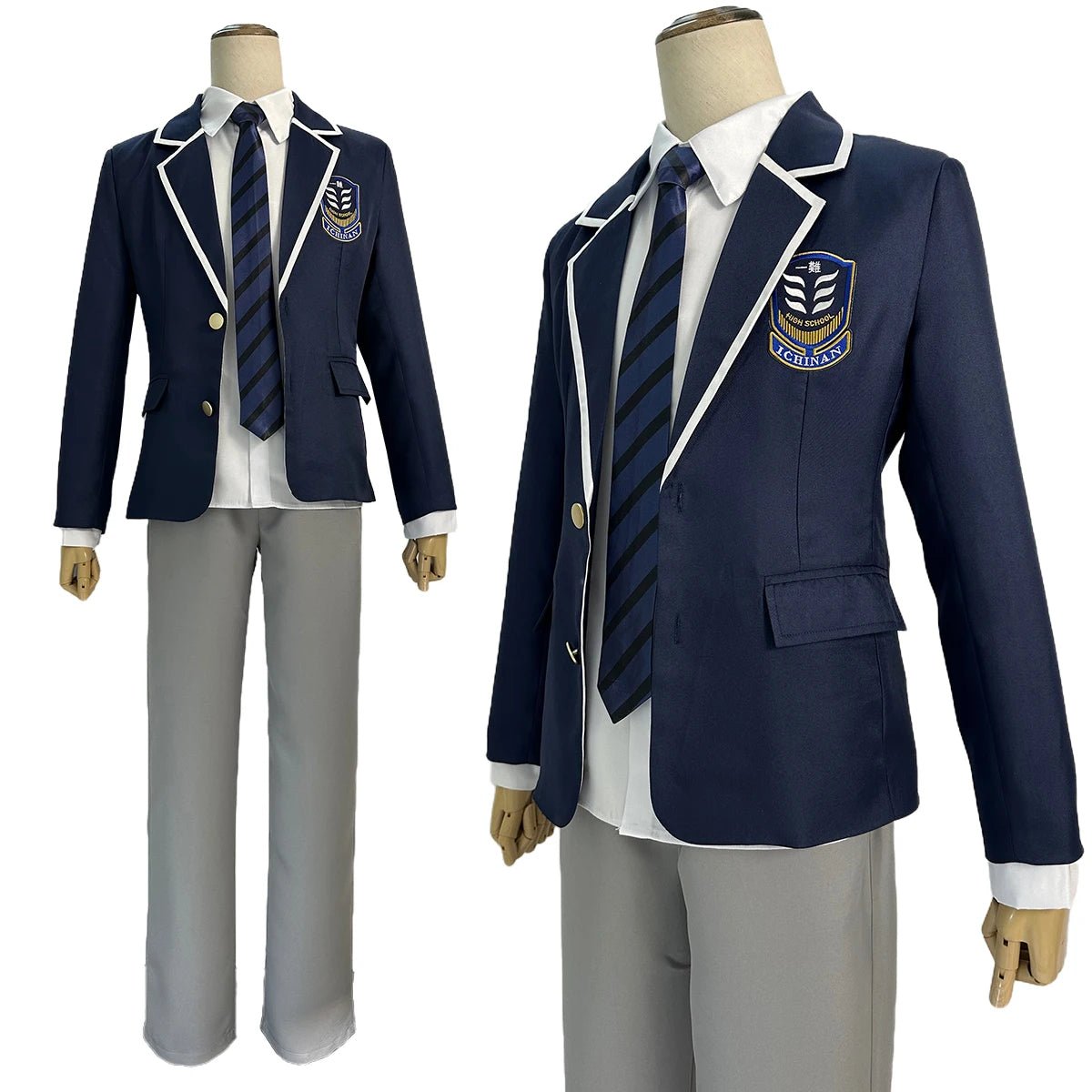 Peruca Cosplay Anime Blue Lock Uniforme Escolar Isagi ICHINAN DK Logo Bordado Terno Rosa Fibra Sintética - Estrela Cosplay