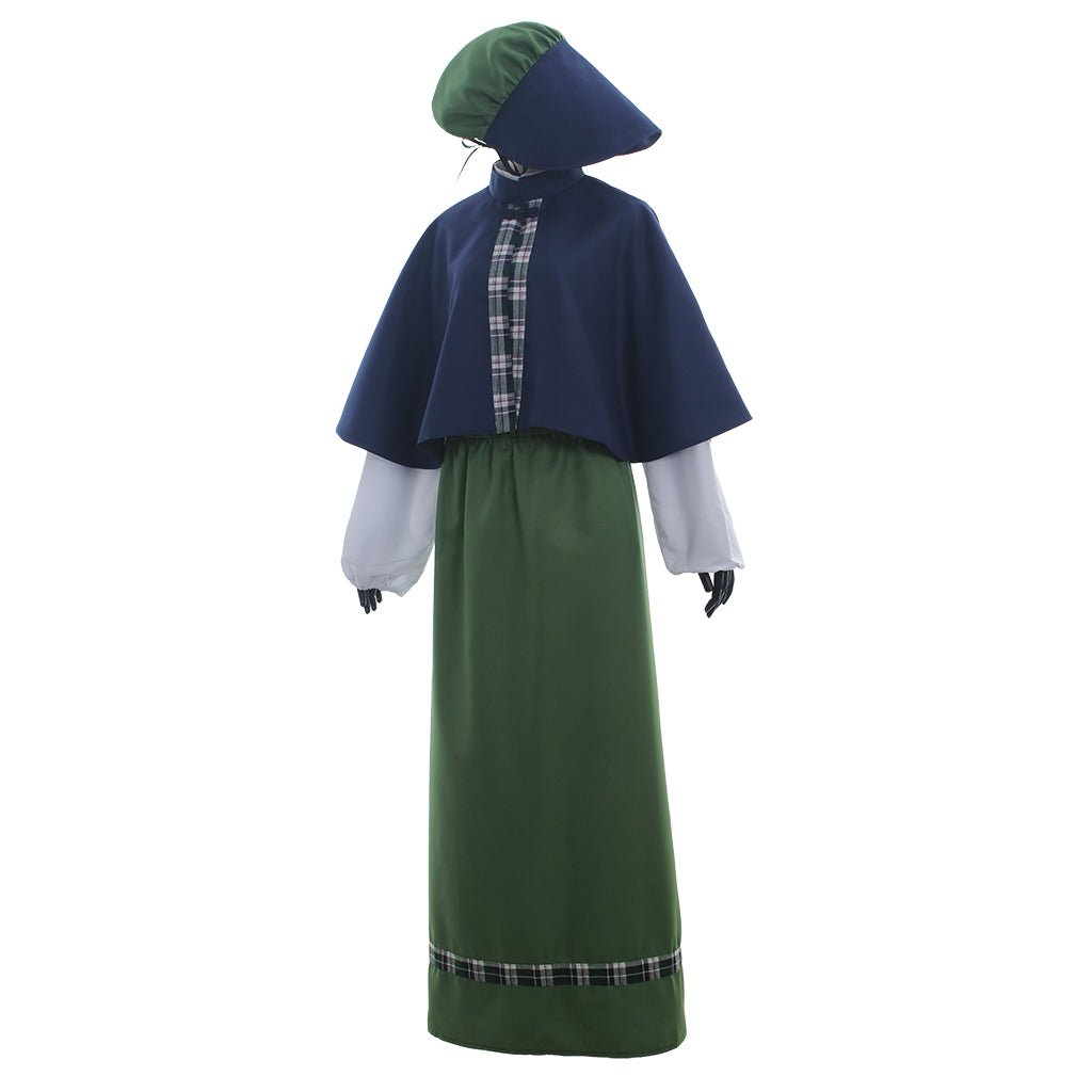 Vestido Vitoriano Medieval Vintage - Uniforme de Cantora de Natal para Halloween e Festas de Carnaval - Estrela Cosplay