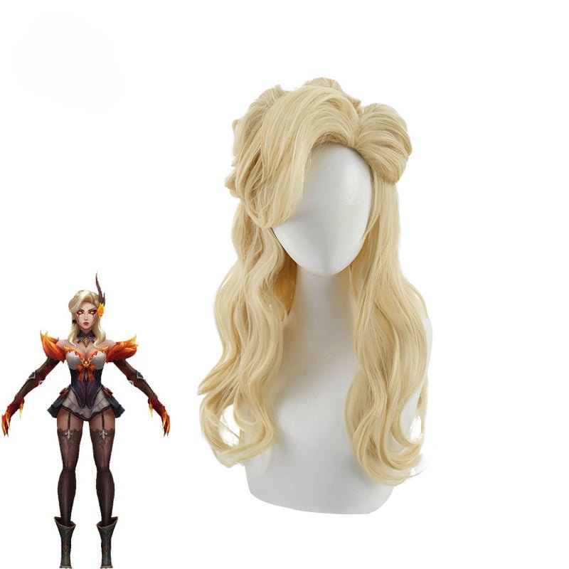 Peruca de Cosplay Evelynn High Noon do Jogo LOL Magia Ocidental Sombra 55cm Loiro Cabelo Sintético Resistente ao Calor - Estrela Cosplay