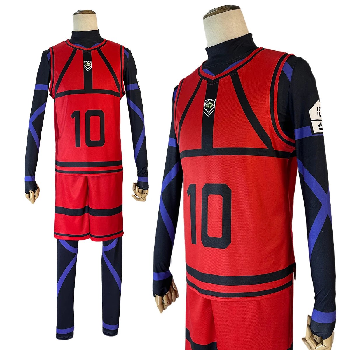 Uniforme de Treino de Futebol Vermelho Anime Blue Lock Cosplay Reo Nagi Rin Kunigam Peruca Sintética - Estrela Cosplay