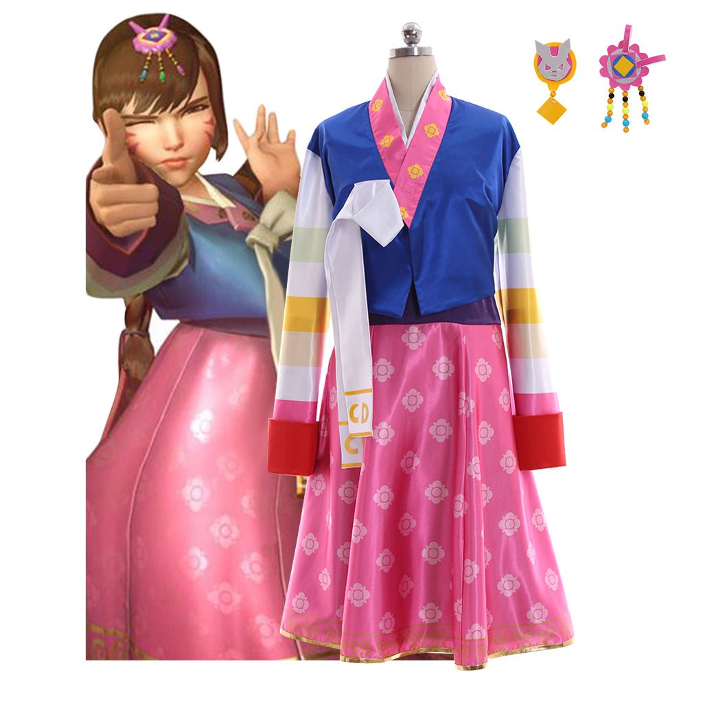 Fantasia de Cosplay D.Va Hanbok Estilo Fofo para Meninas - Overwatch - Estrela Cosplay