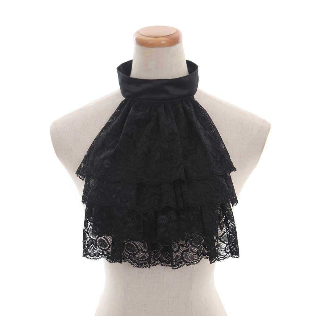 Colarinho e Punhos de Renda Preta Vitoriana Destacáveis | Acessórios Góticos para Cosplay de Anime e Moda Histórica - Estrela Cosplay