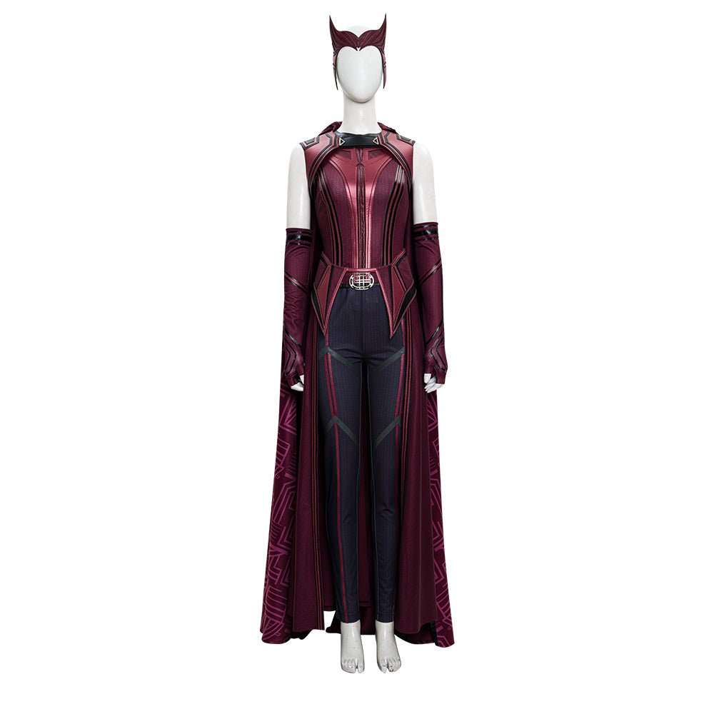 Traje de Cosplay Wanda Maximoff para Mulheres - Traje de Bruxa, Botas, Capa Vermelha Estampada, Fantasia de Halloween - Estrela Cosplay