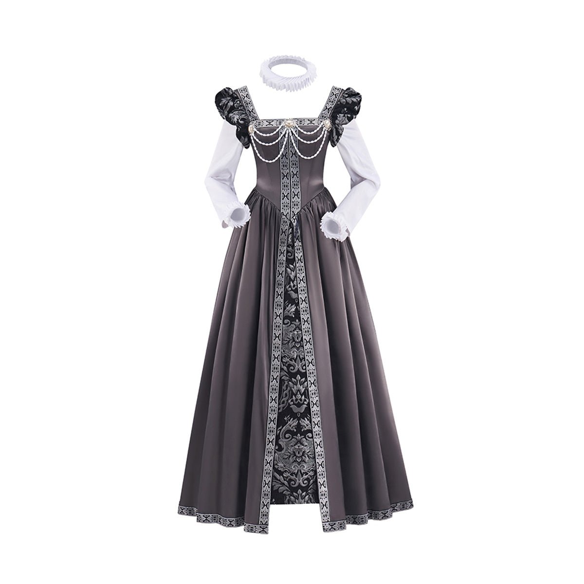 Vestido Tudor Cinza Fantasia Cosplay – Elegante Traje de Anime para Roleplay - Estrela Cosplay