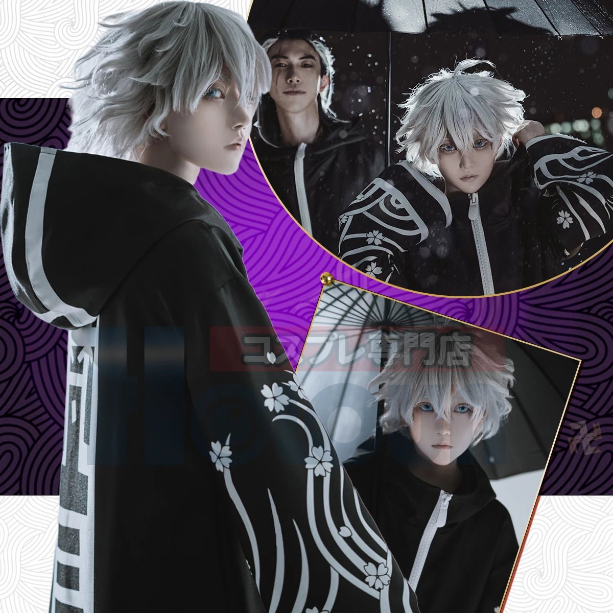 Jaqueta de Cosplay Brahman Senju Kawaragi Tamanho Grande Preto e Dourado com Flores Presente - Estrela Cosplay