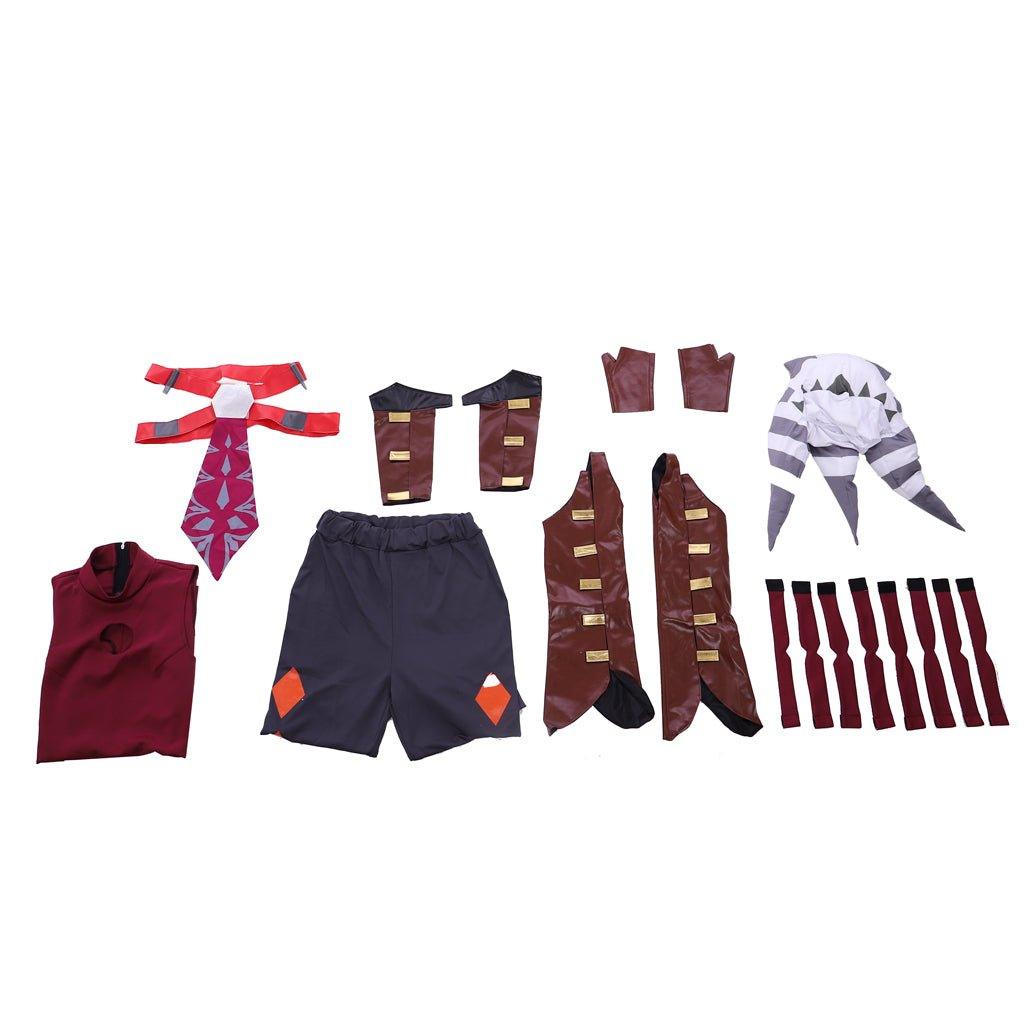 Fantasia Vermelha de Ahsoka Tano | Traje de Batalha e Chapéu para Mulheres Adultas | Roupa de Halloween Star Wars - Estrela Cosplay