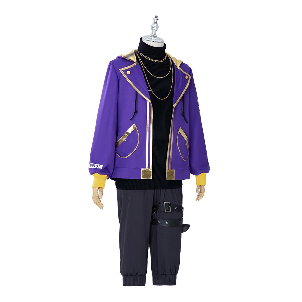 Fantasia de Cosplay ShPain Shxtou VTuber para Homens - Casaco Roxo Uniforme JK - Estrela Cosplay