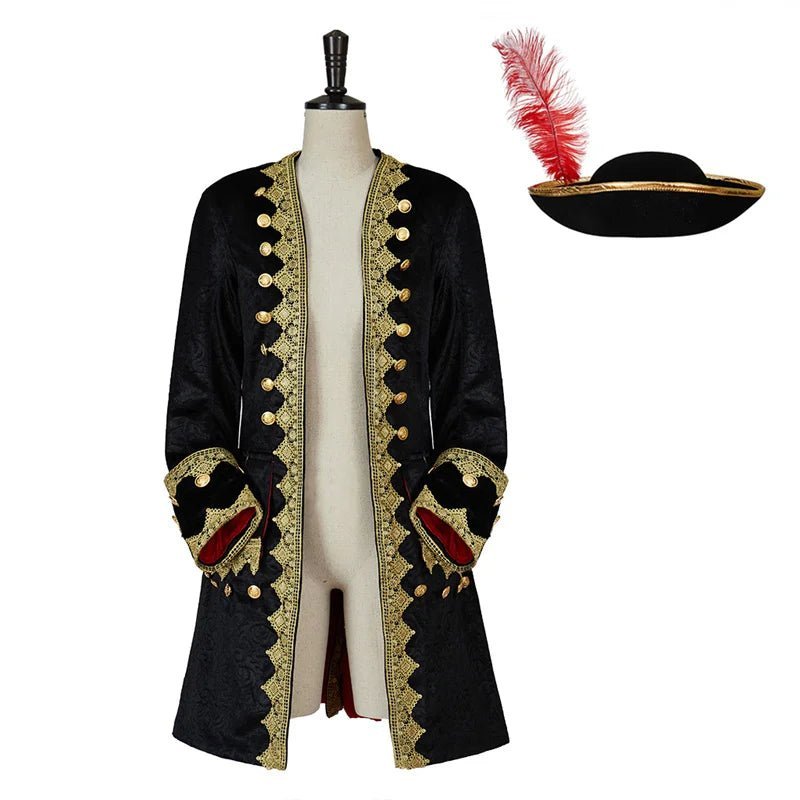 Jaqueta Gótica Princesca Vintage para Homens com Chapéu Coco | Traje Medieval Steampunk - Estrela Cosplay