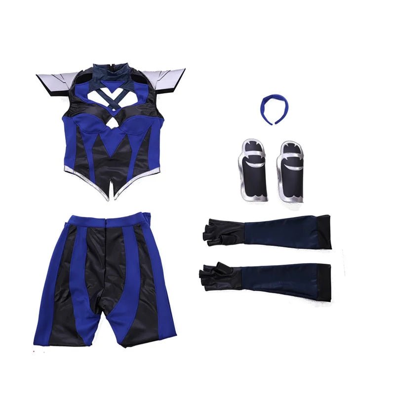 Fantasia de Cosplay Mortal Kombat 11 Kitana Kahn com Máscara Facial | Traje de Princesa Kitana para Mulheres Halloween - Estrela Cosplay