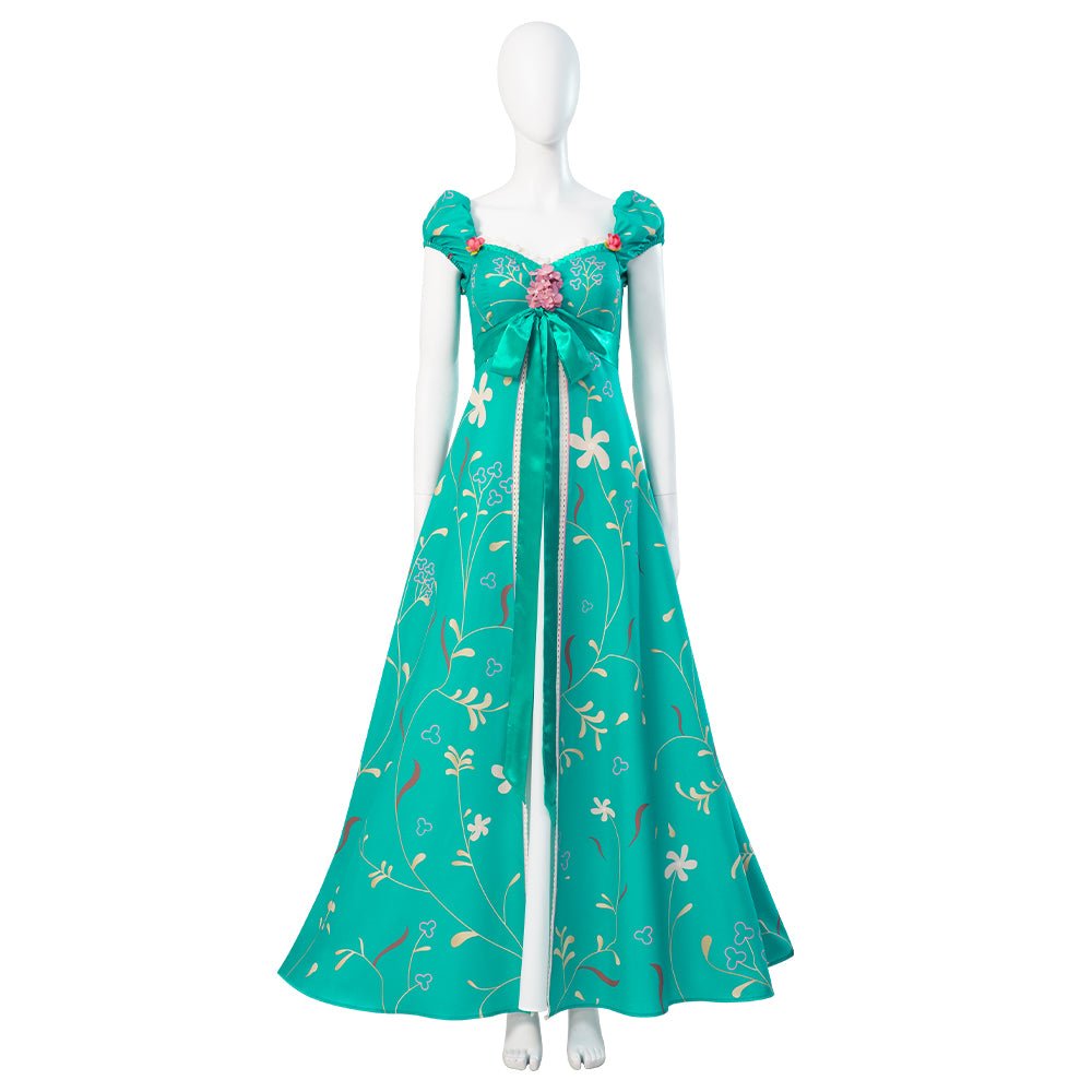 Fantasia de Cosplay da Encantada Giselle - Vestido de Festa Verde Princesa e Vestido de Noiva Branco - Estrela Cosplay