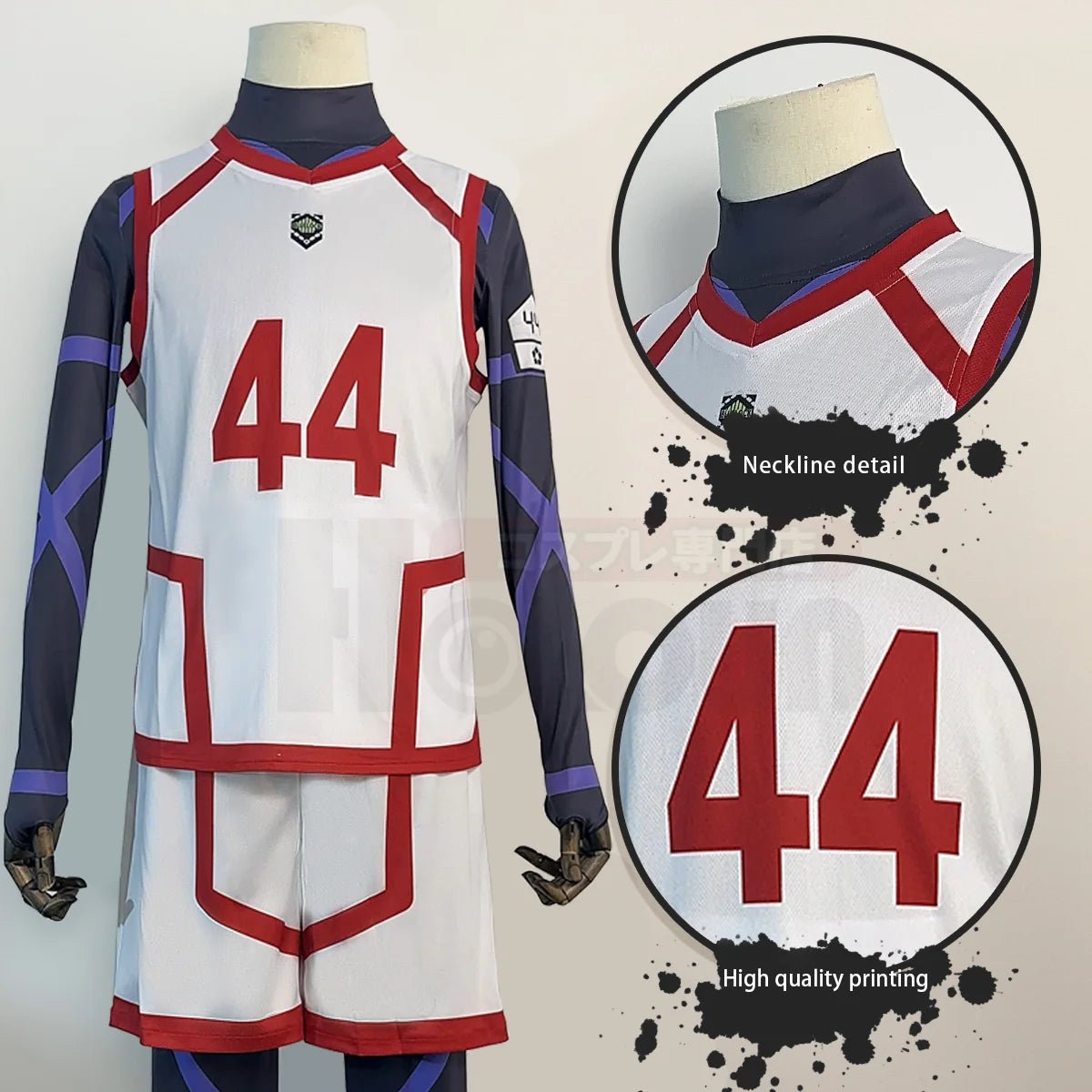Fantasia de Cosplay Chigiri de Blue Lock Temporada 2 - Peruca NO.44, Camisas de Treino 4PCS, Uniforme de Futebol para Uso Diário ou Presente - Estrela Cosplay