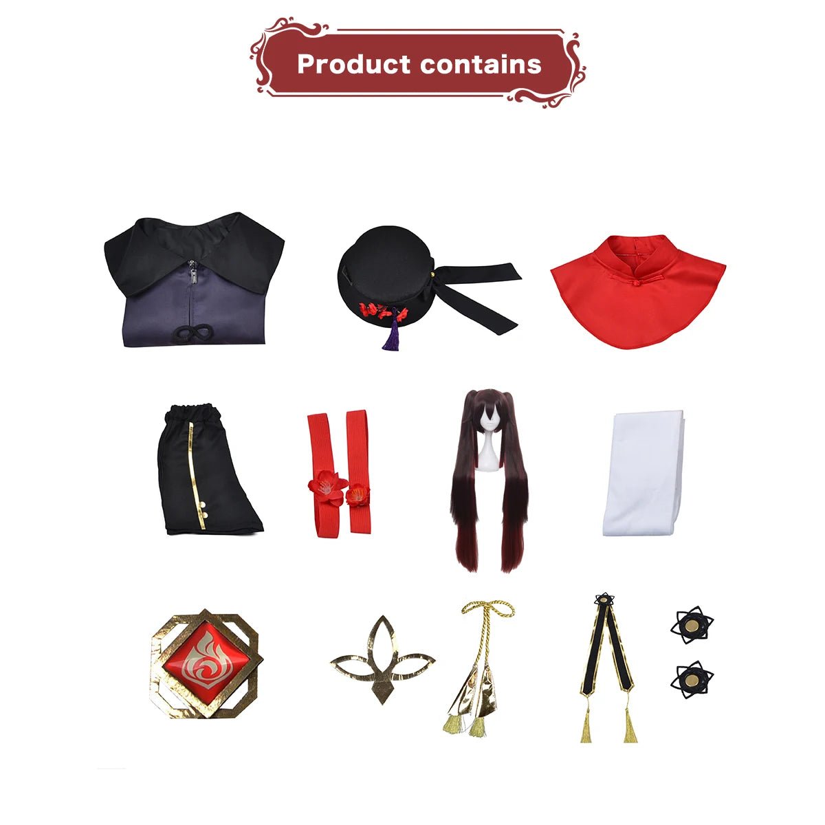 Peruca Cosplay Hu Tao Genshin Impact - Fantasia Anime Halloween Festa Drag - Estrela Cosplay