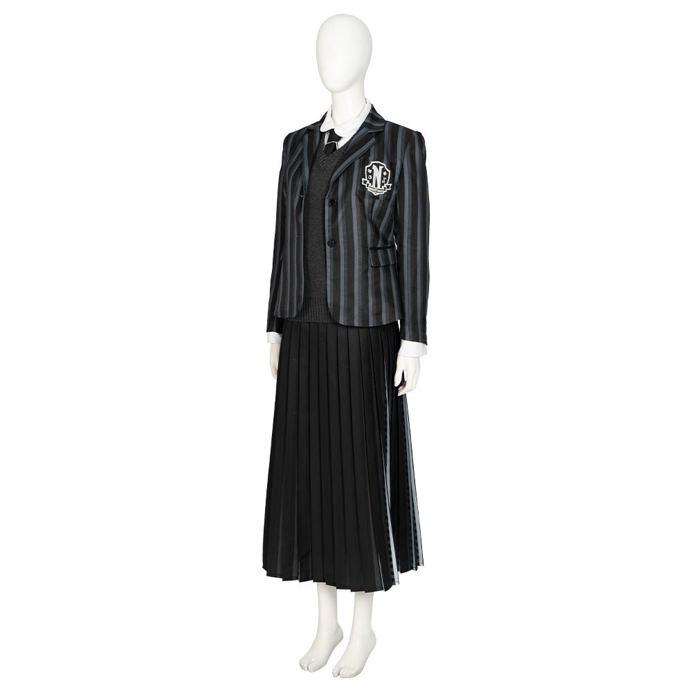 Uniforme Escolar Wednesday Addams Cosplay para Meninas - Conjunto de 5 Peças para Halloween e Festas - Estrela Cosplay