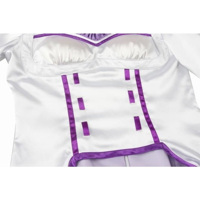 Fantasia de Emilia Cosplay - Re:Zero Kara Hajimeru Isekai Seikatsu Vestido de Anime com Tiara para Festa de Halloween - Estrela Cosplay
