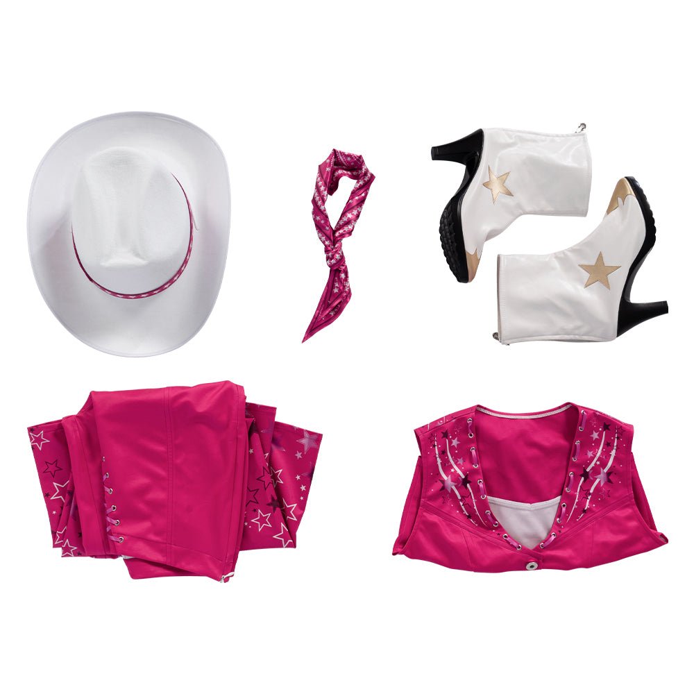 FAPUCO Fantasia Barbie Cosplay - Anos 70/80 Disco Rosa Cowgirl para Filme, Palco e Festa - Estrela Cosplay