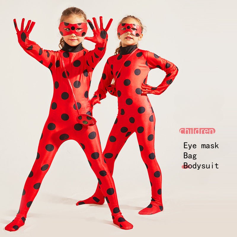 Fantasia Halloween Ladybug & Cat Noir para Crianças - Adorável Macacão Ladybug - Estrela Cosplay