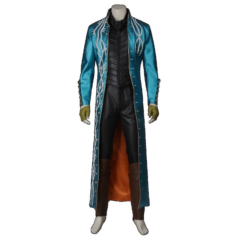 Fantasia de Vergil de Devil May Cry 3 - Casaco Trench em Couro para Cosplay e Halloween - Estrela Cosplay