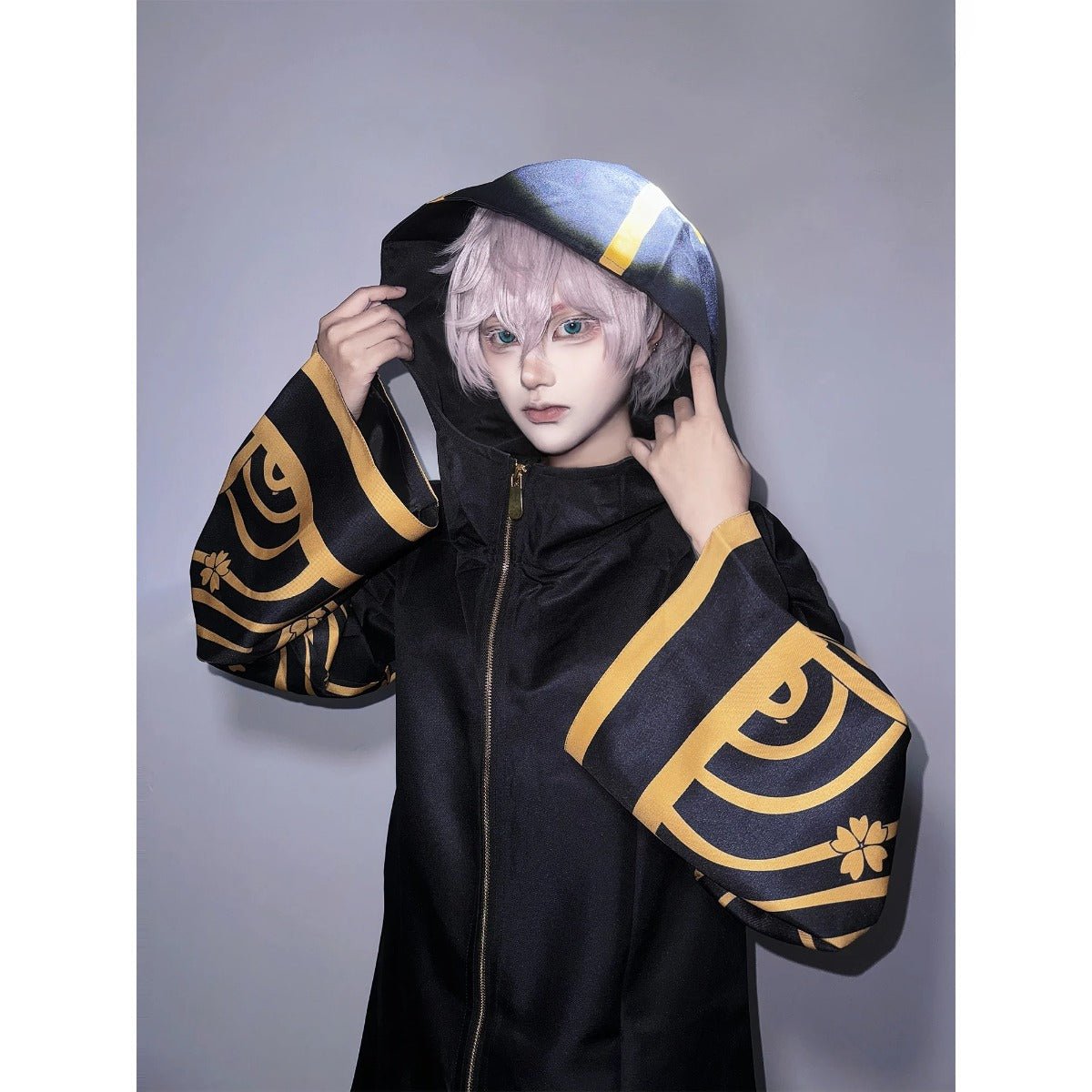 Casaco Cosplay Brahman Senju Kawaragi Ouro Preto Estampa Sakura Oversize para Fãs de Anime - Estrela Cosplay