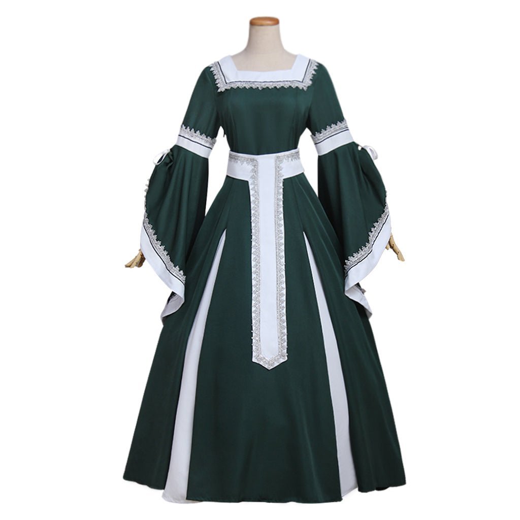 Fantasia de Halloween para Mulheres Vestido de Princesa Medieval Verde Traje Renascentista Vitoriano para Cosplay - Estrela Cosplay