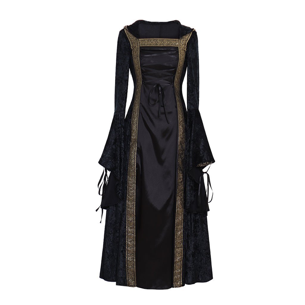 Vestido Medieval Renascença de Veludo Preto para Baile, Cosplay Personalizado para Mulheres - Estrela Cosplay