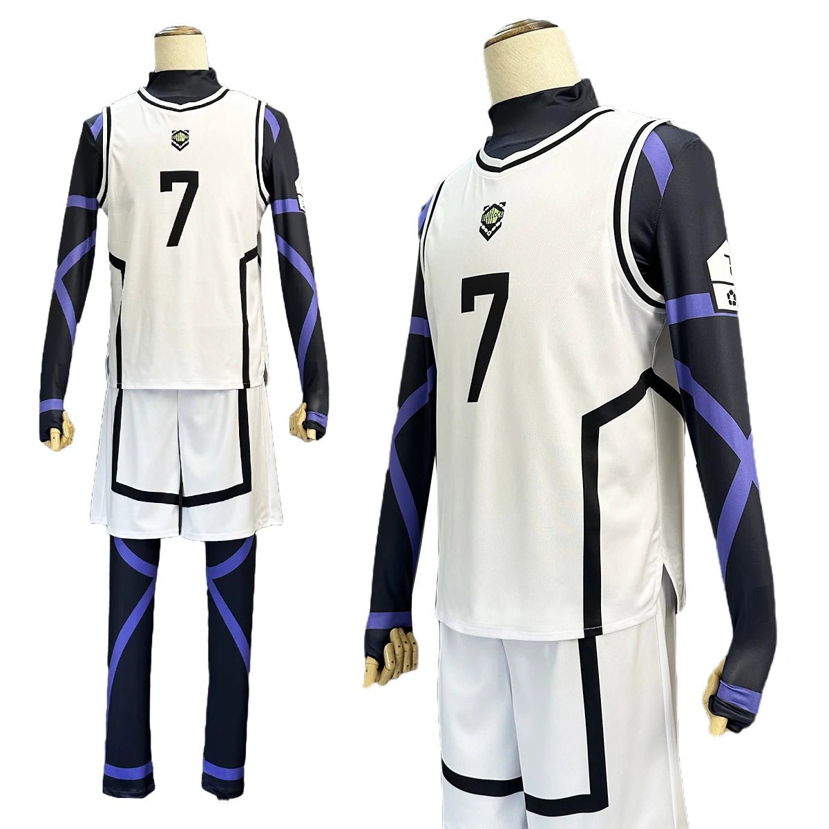 Peruca de Cosplay de Blue Lock - Uniforme de Treino de Futebol Branco com Detalhes em Rede Rosa - Estrela Cosplay